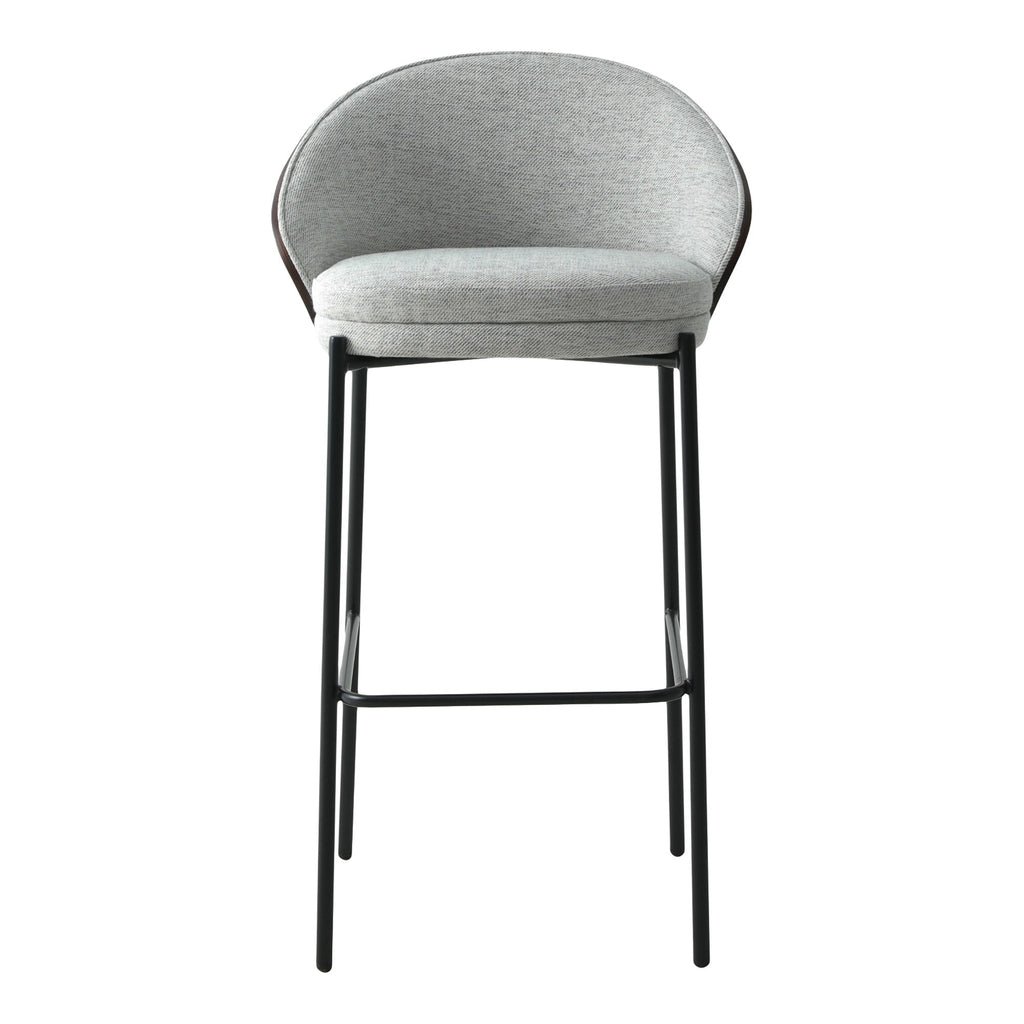 Canelas Bar Chair - Bar Chair, light grey with dark brown back and black legs (set of 2)